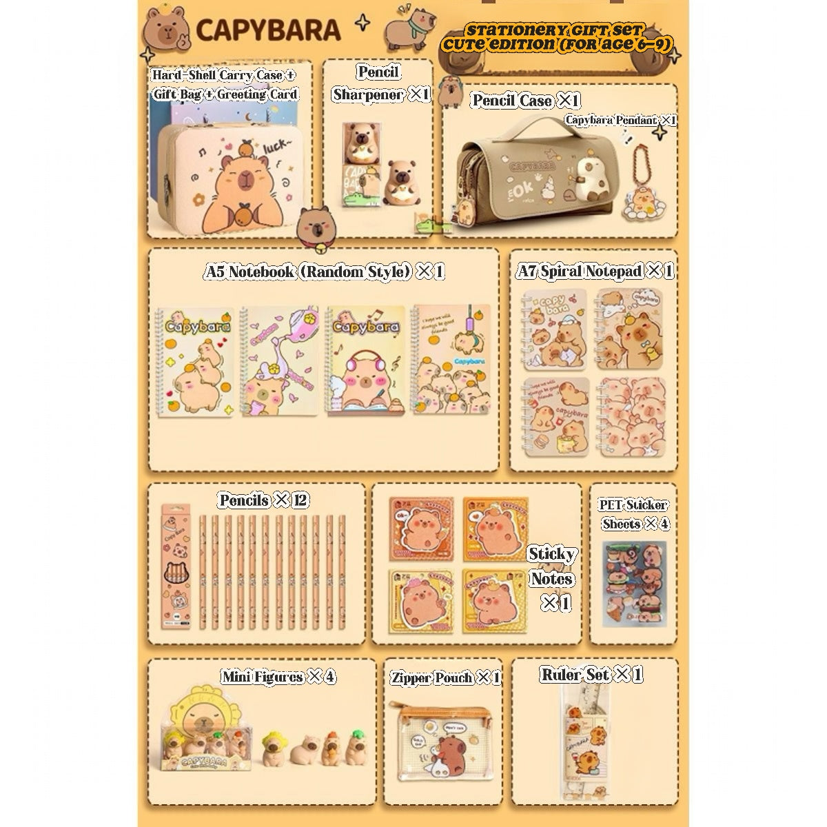 Back to School Stationery Set for Kids – Capybara Gift Box with Cute School Supplies
