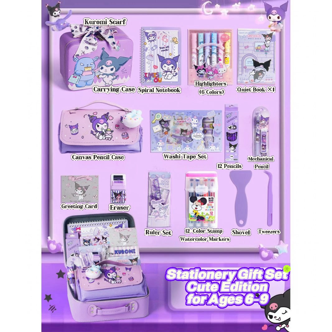 Back to School Stationery Set for Girls – Kuromi Gift Box with Cute School Supplies