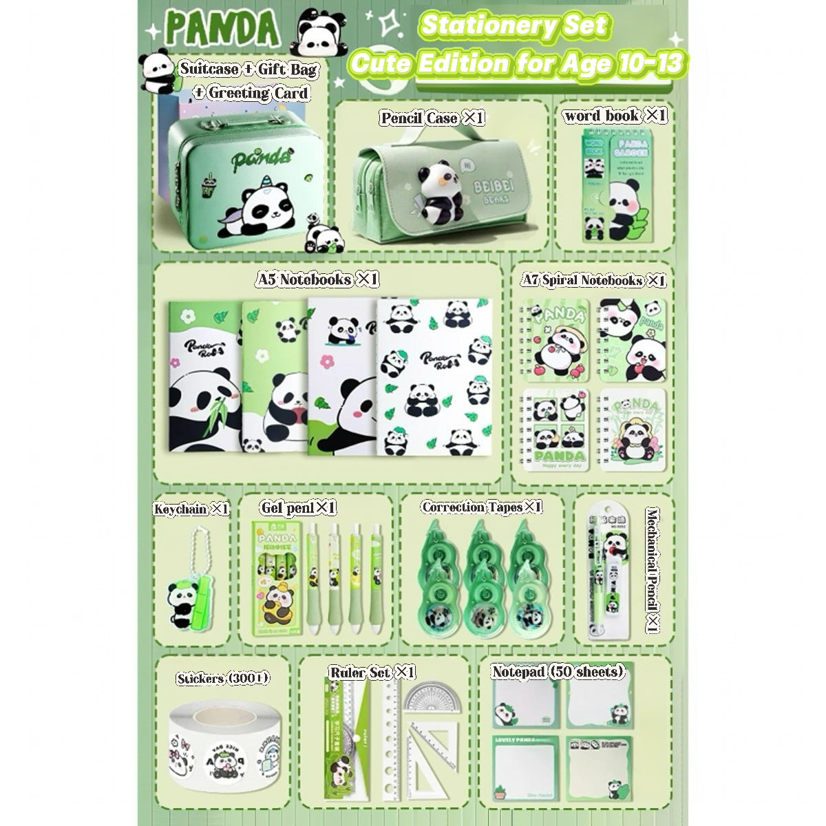 Panda Study Kit for Kids – Multi-Item Back to School Stationery Bundle