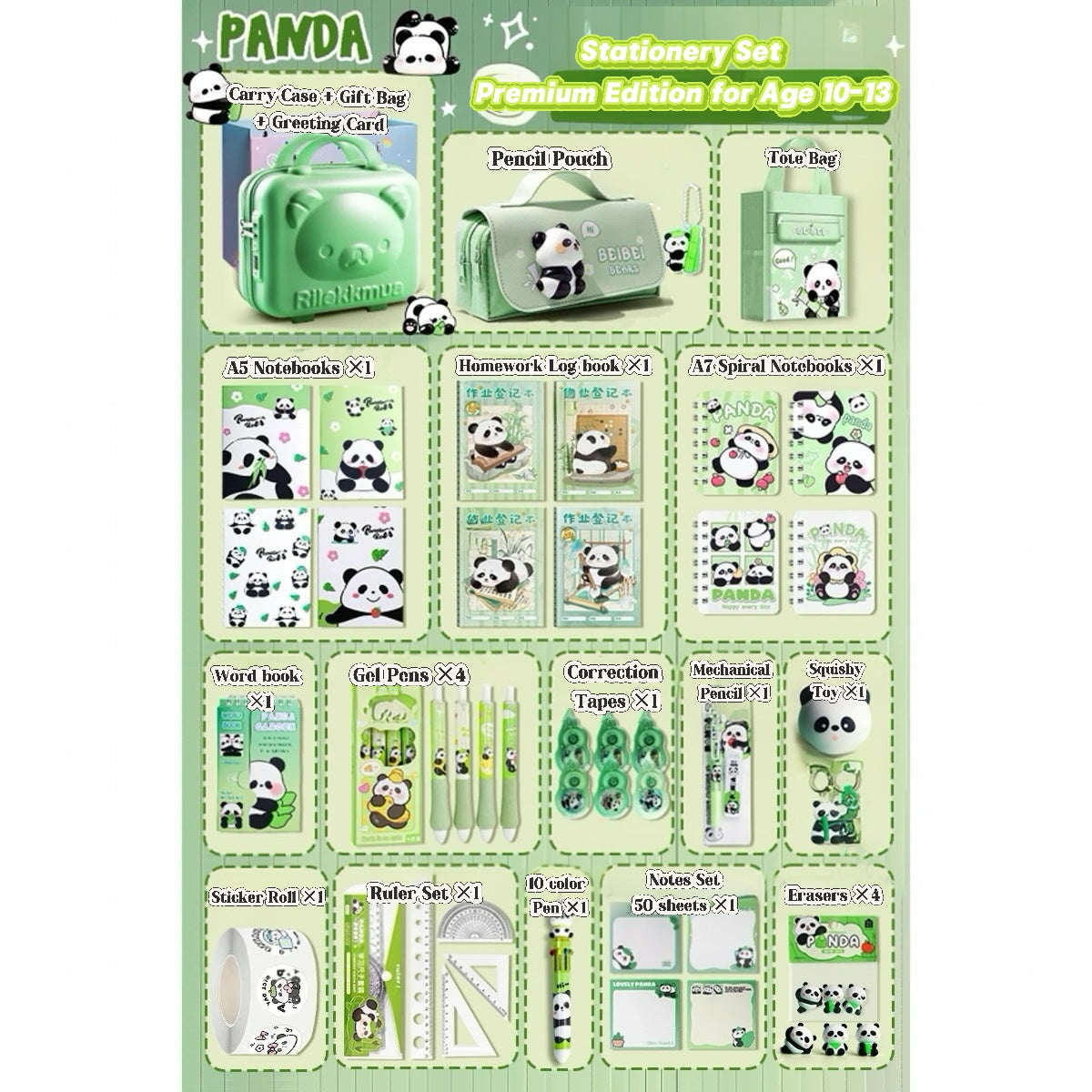 Panda Study Kit for Kids – Multi-Item Back to School Stationery Bundle