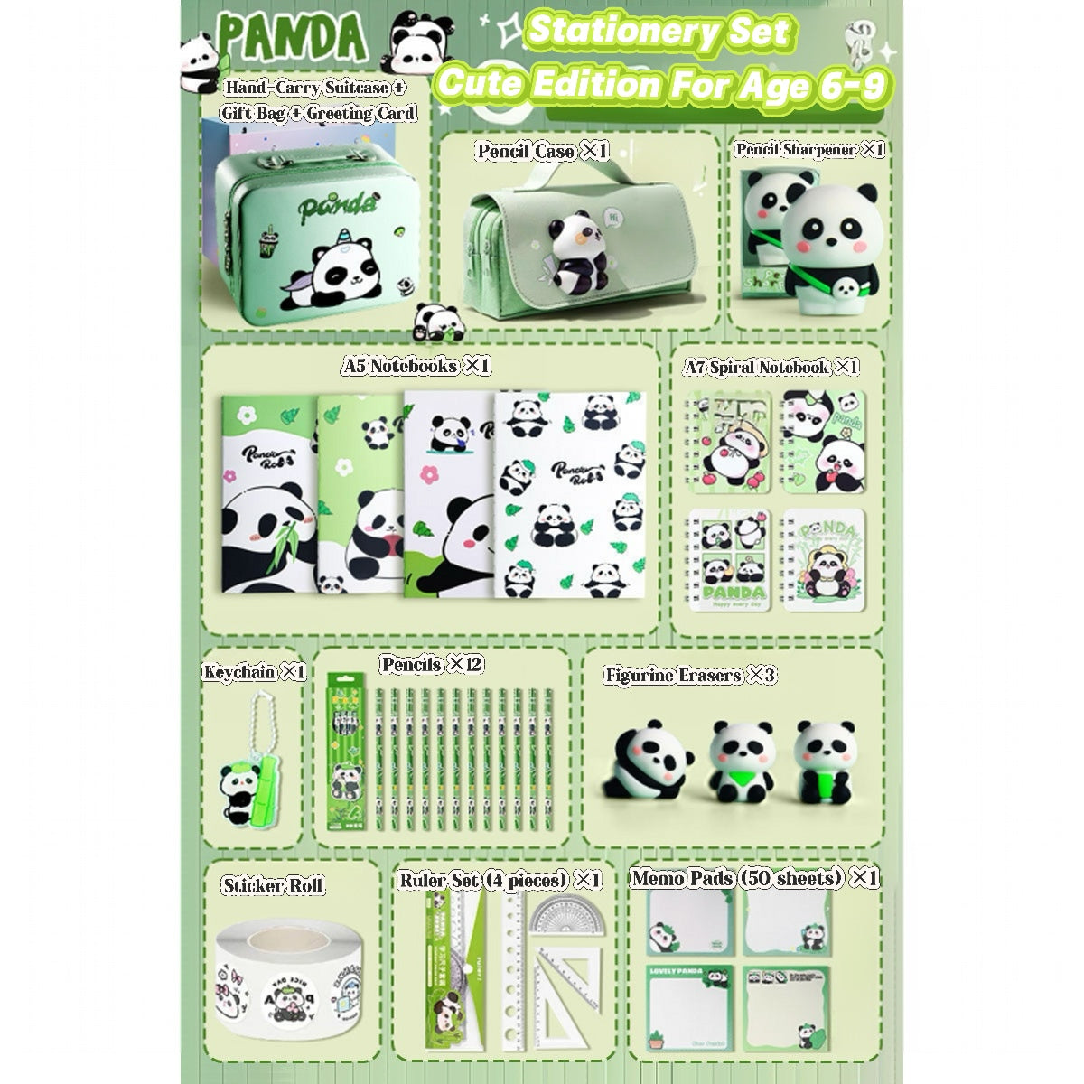 Panda Study Kit for Kids – Multi-Item Back to School Stationery Bundle