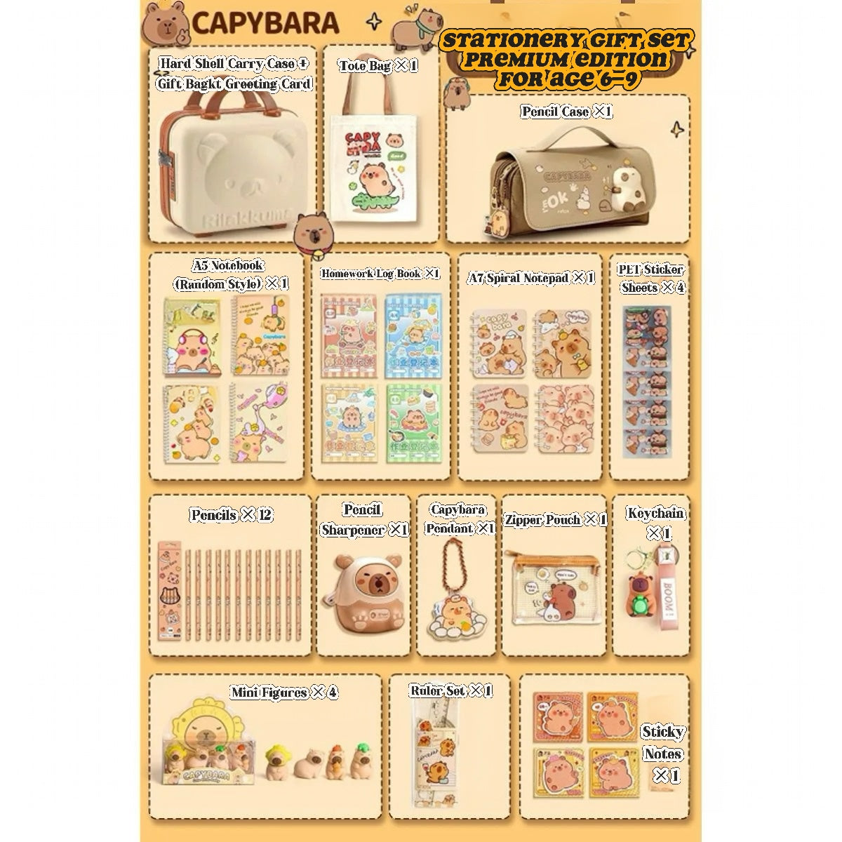 Back to School Stationery Set for Kids – Capybara Gift Box with Cute School Supplies
