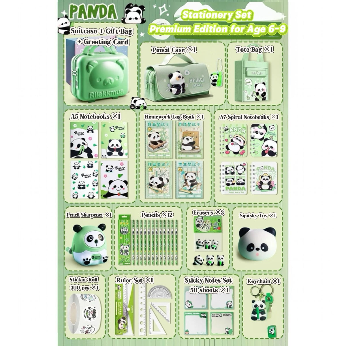 Panda Study Kit for Kids – Multi-Item Back to School Stationery Bundle